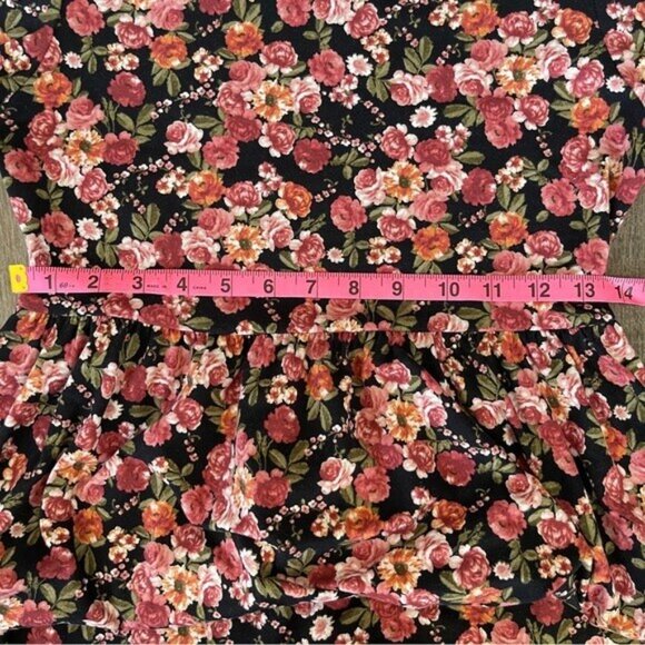 Mikarose Floral Black-Pink Short Sleeves Maxi 53” Dress Size XS - Picture 6 of 8